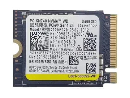 SSD накопичувач WD PC SN740 256GB PCIe NVMe M.2 Gen4x4 (SDDQNQD-256G-1001)