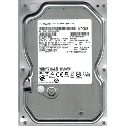 Жорсткий диск Hitachi Deskstar 500GB 7200rpm 32MB (0F10381 / HDS721010CLA332) 3.5" SATA II
