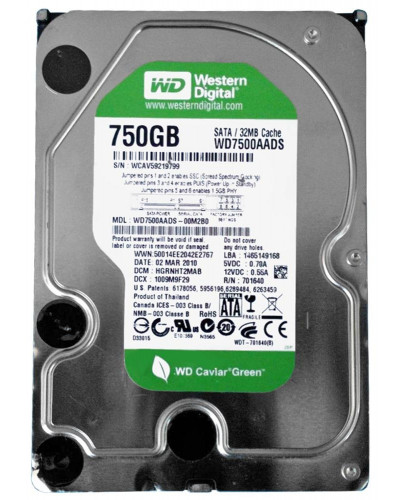 Жорсткий диск Western Digital Caviar Green 750GB IntelliPower 32MB (WD7500AADS) 3.5" SATA II