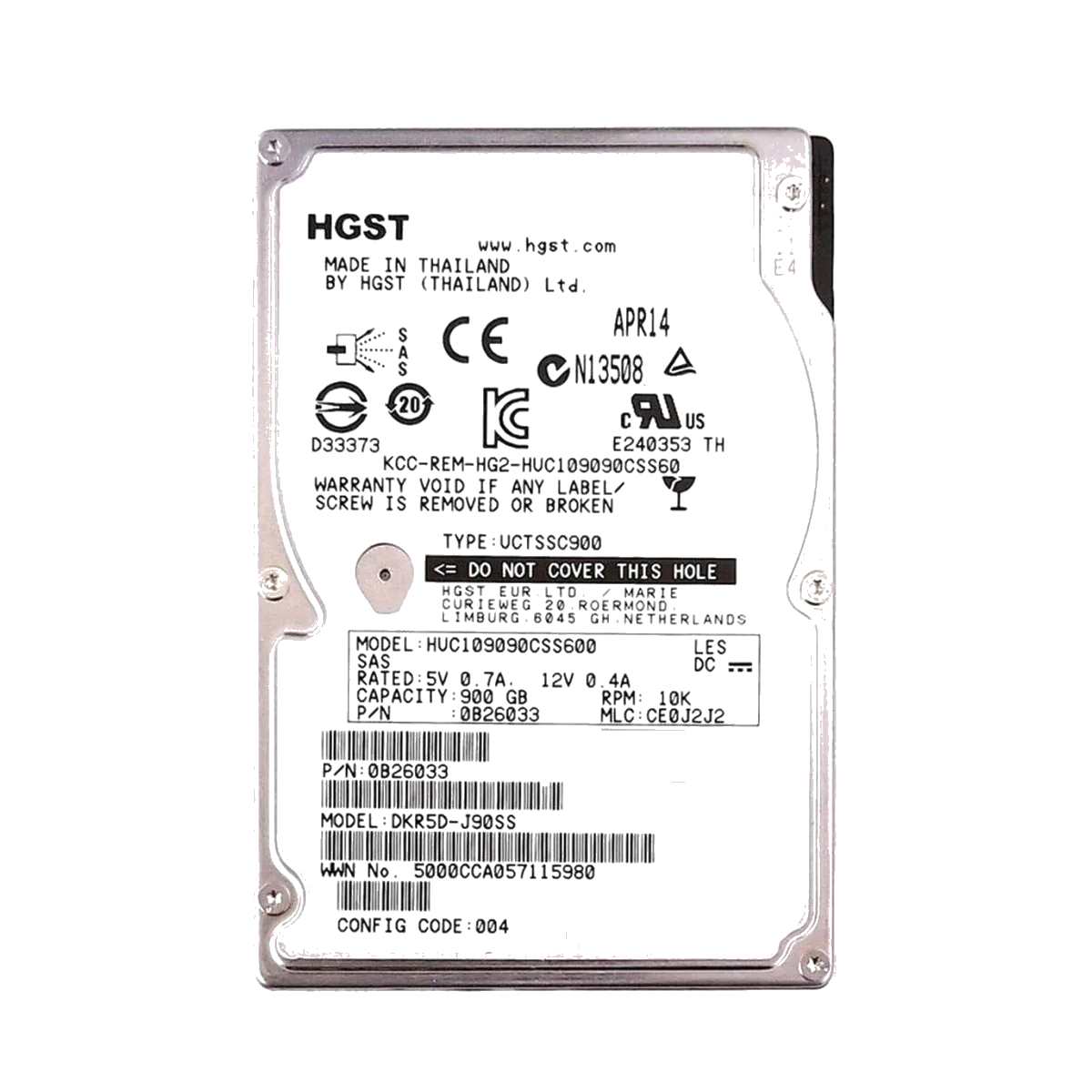 Жорсткий диск HGST Ultrastar C10K900 900Gb 10000rpm 6G SAS 2.5 (HUC109090CSS600)