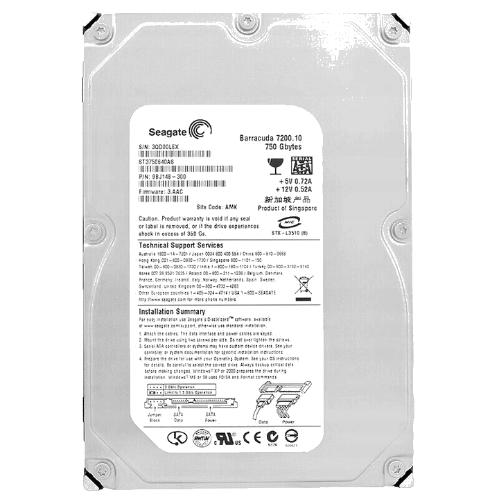 Жорсткий диск Seagate BarraCuda 750GB 7200rpm 16MB (ST3750640AS) 3.5 SATA II