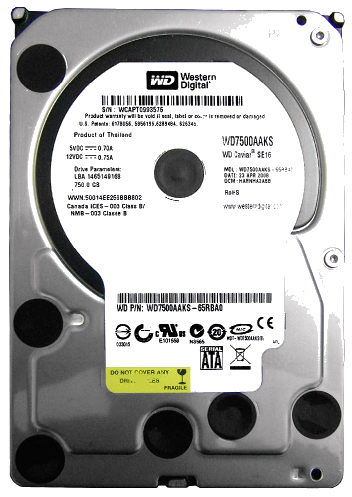 Жорсткий диск Western Digital Caviar Blue 750GB 7200rpm 16MB (WD7500AAKS) 3.5" SATA II